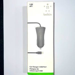 NIB BELKIN Car Charger+USB Port for iphone/pads